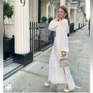 Rixo Coco Ivory Sequin Midi Dress